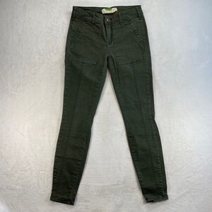 Anthropologie Olive Green Utility Pants Skinny Ankle Casual Size‎ 25